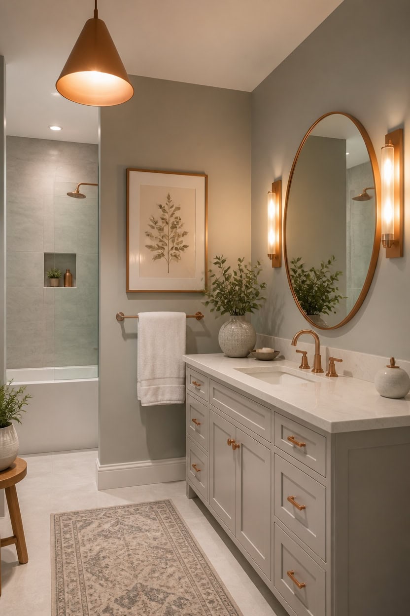 boutique inspired warm gray lighting