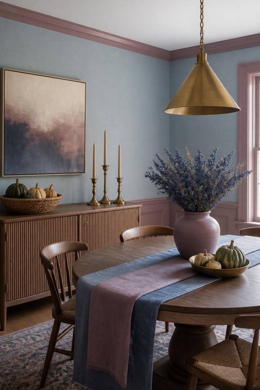 brass accented blue mauve