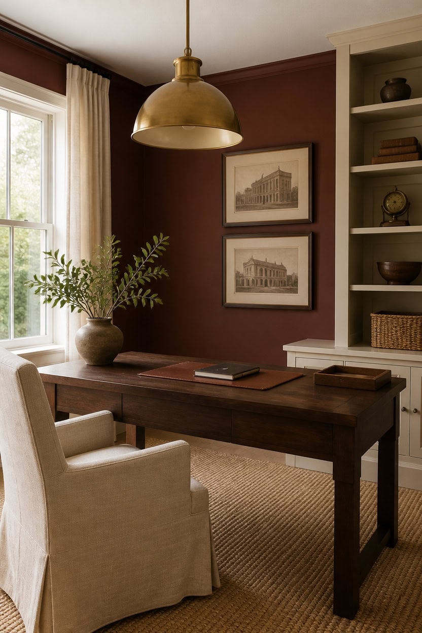brick red accent sailcloth shelves