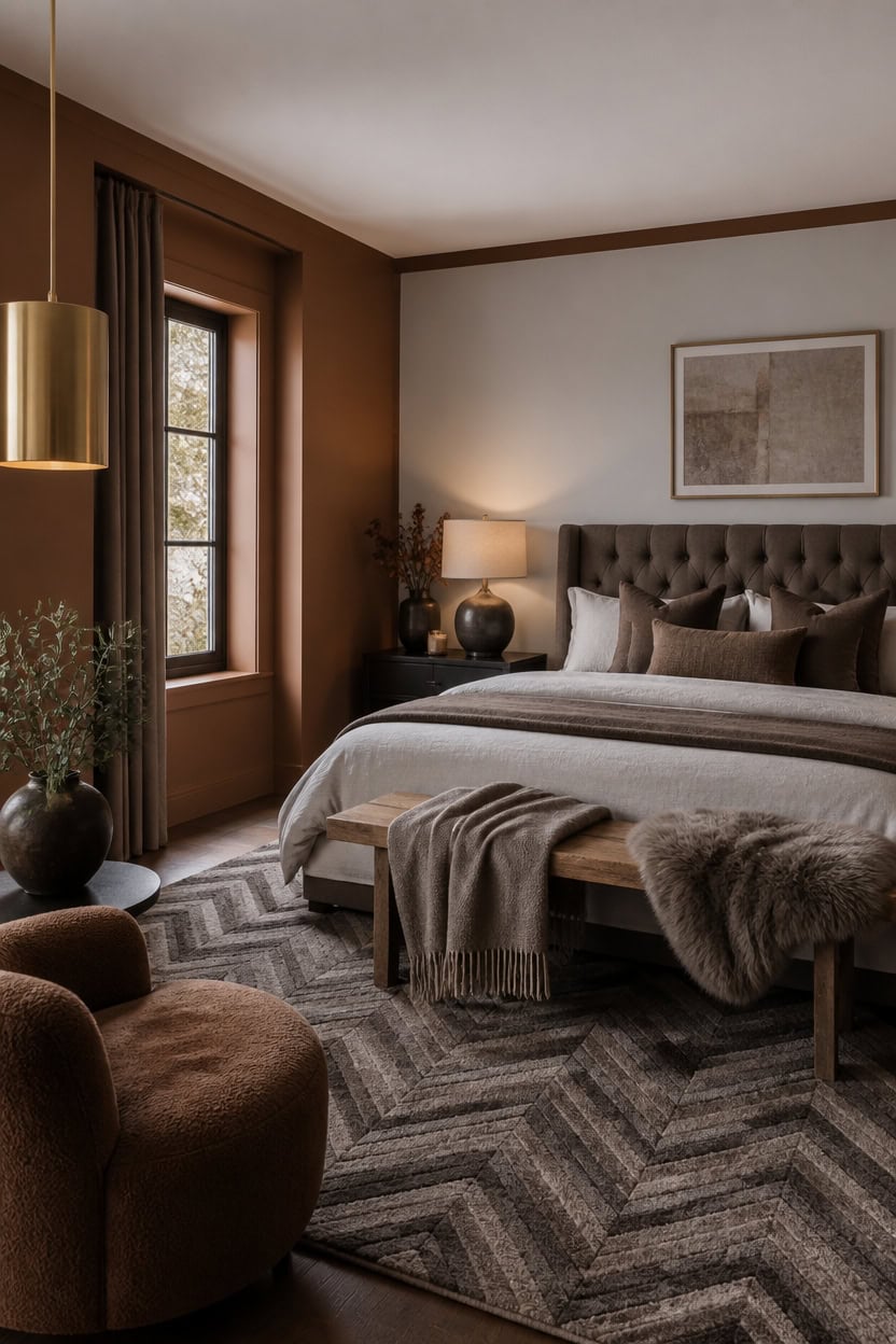 brown led cozy bedroom scheme
