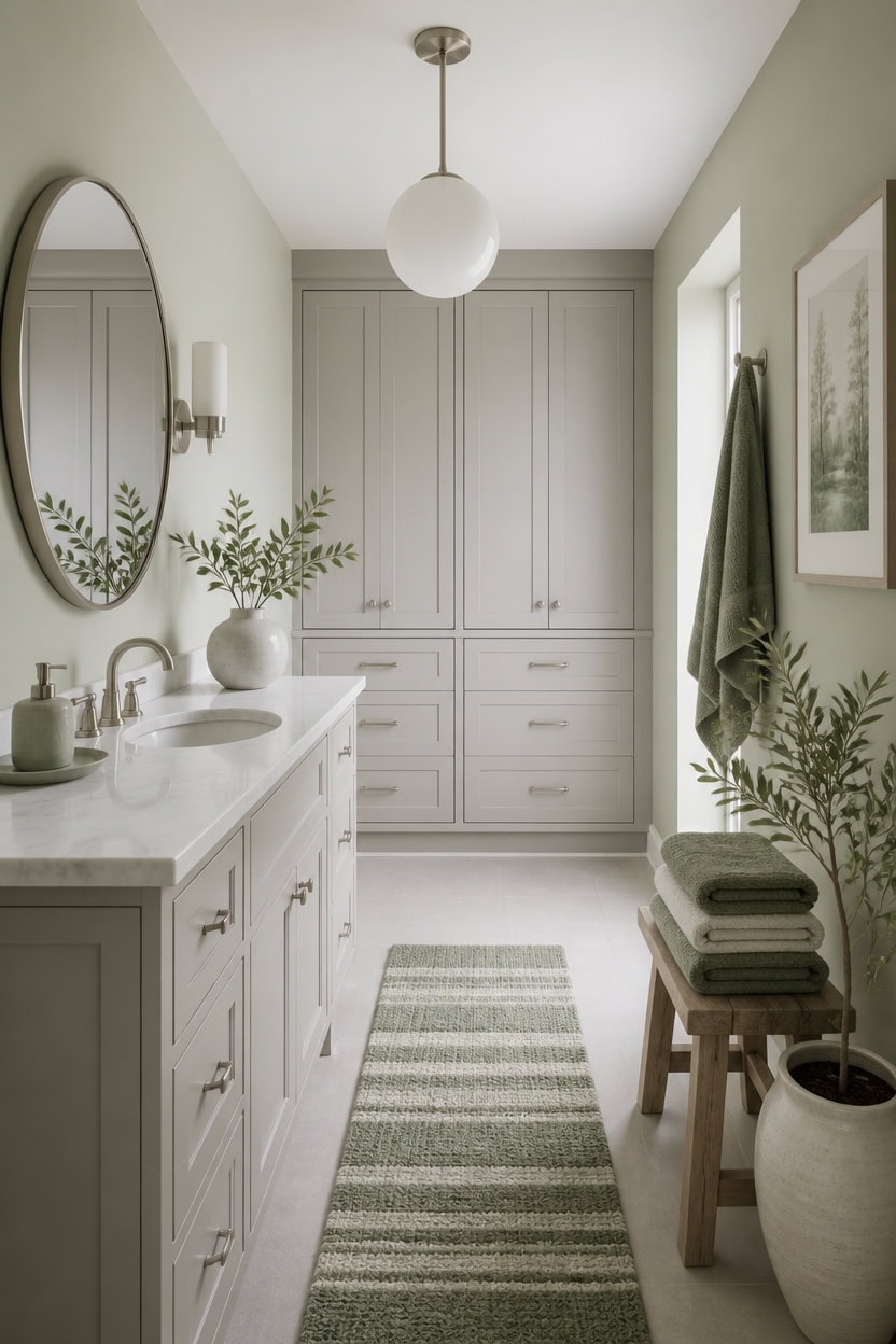 brushed nickel round mirror reflections