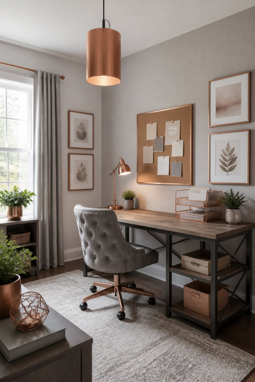 budget friendly gray office styling