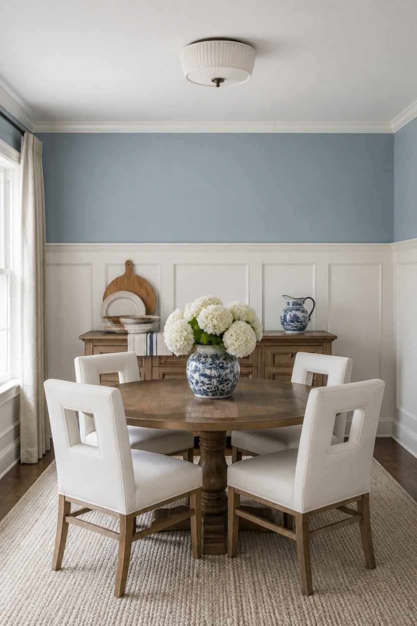 calm blue classic diningroom