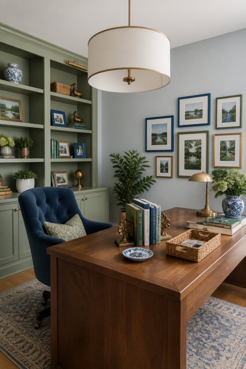 calm blue green curated corner
