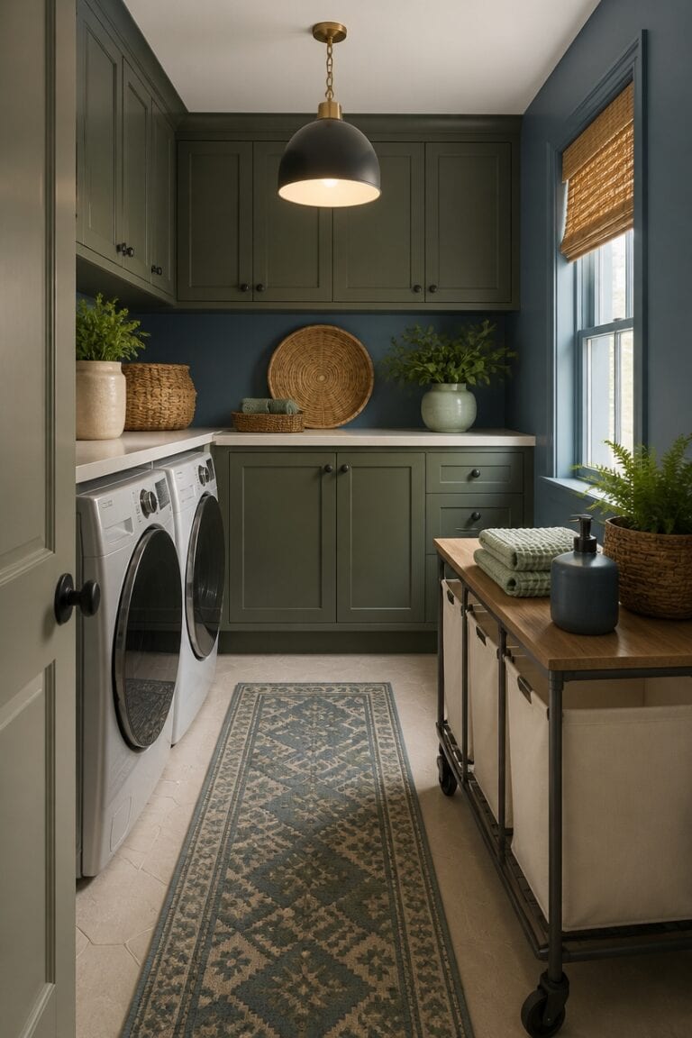 calm blue green laundry vignette