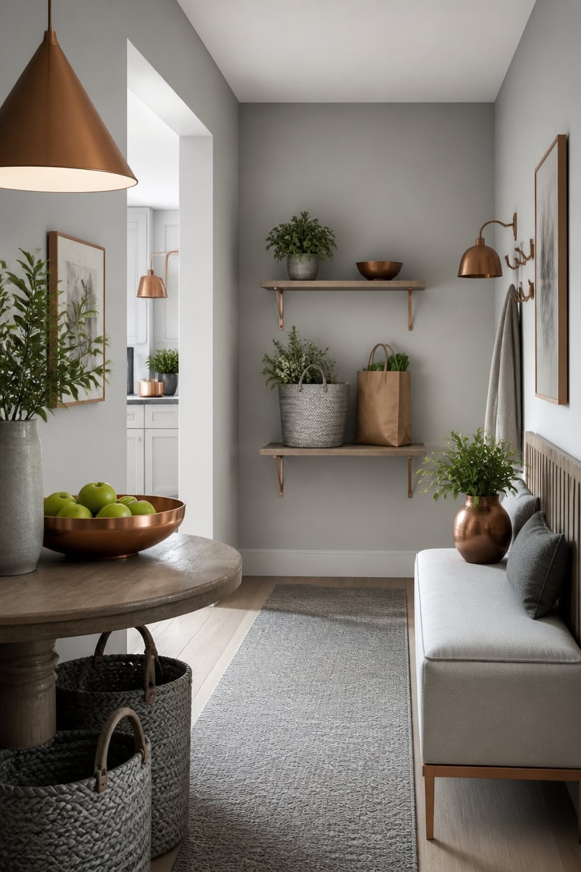 calm gray entry landing