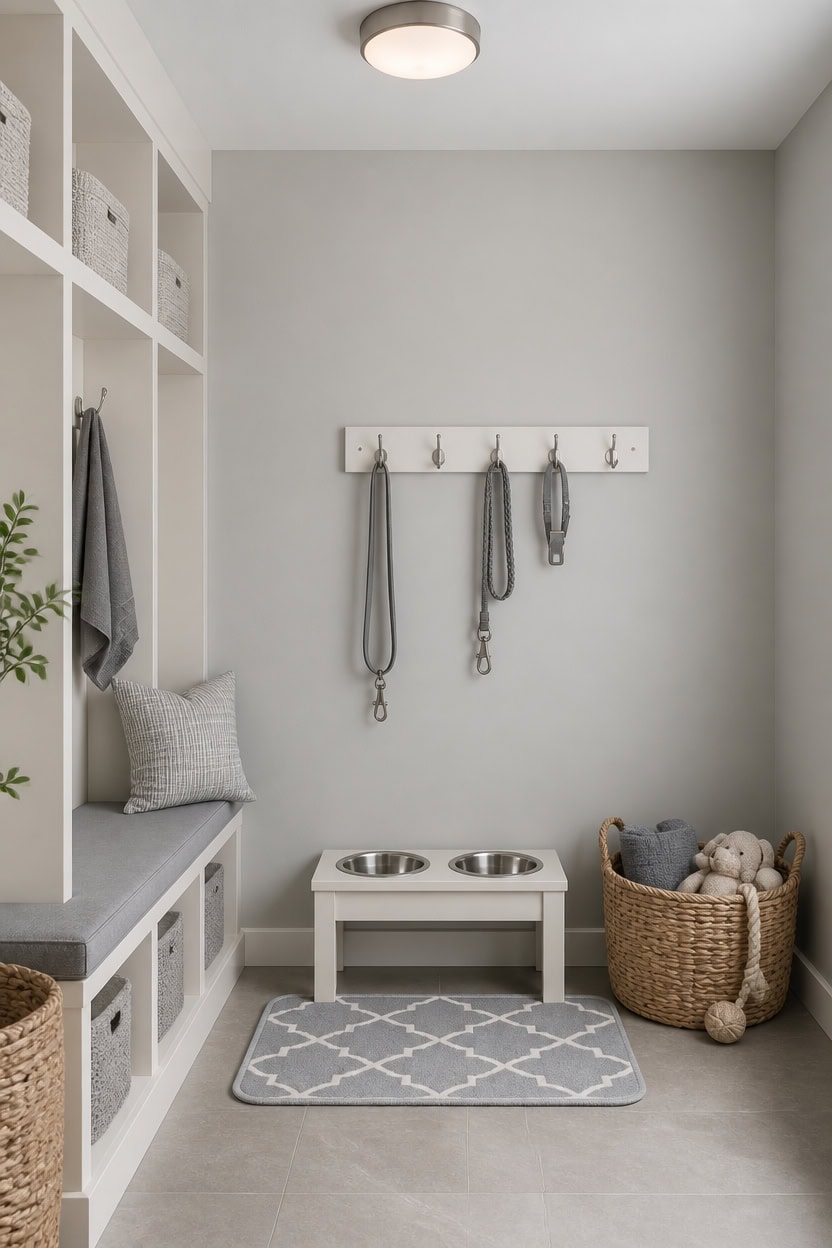 calm gray pet entryway