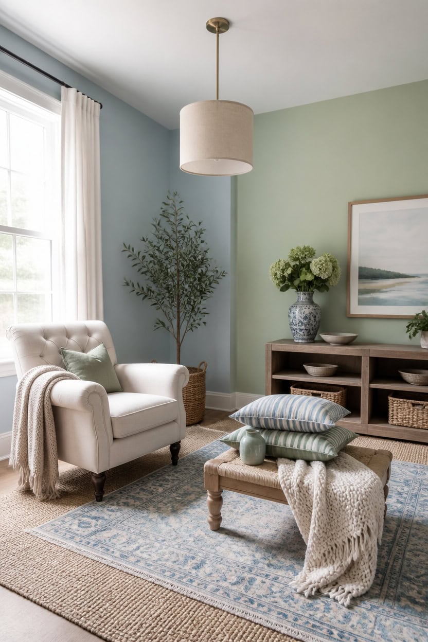 calm layered blue green vignette