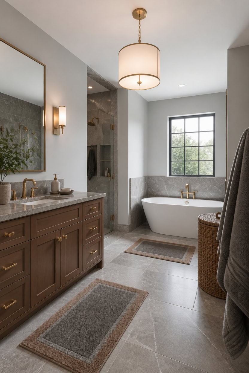 calming gray anchors warm brown