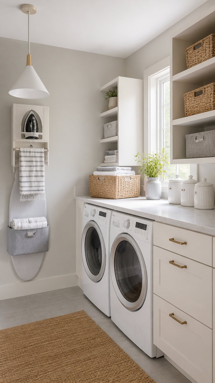 calmly curated gray white laundry