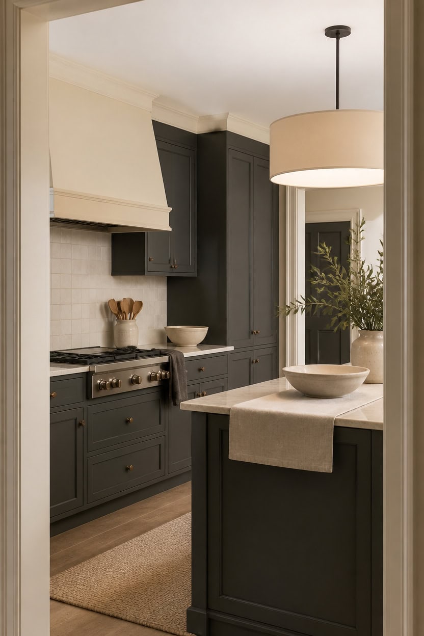 charcoal cabinets cream clarity