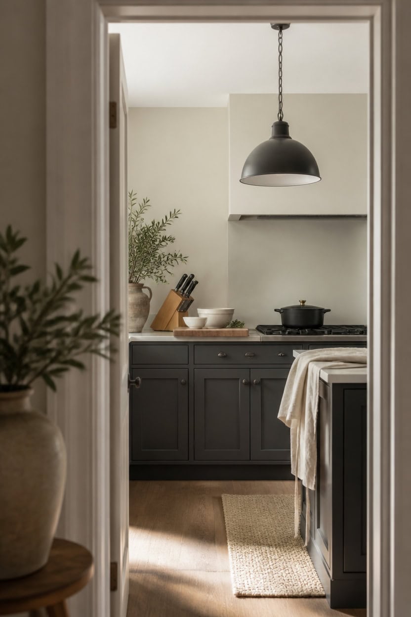 charcoal cabinets warm walnut