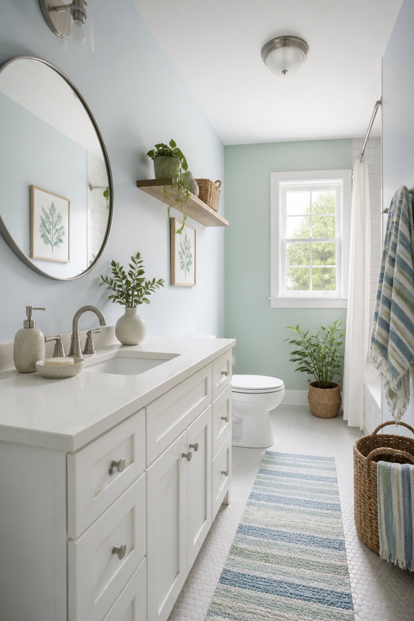 coastal blue green bathroom vignette