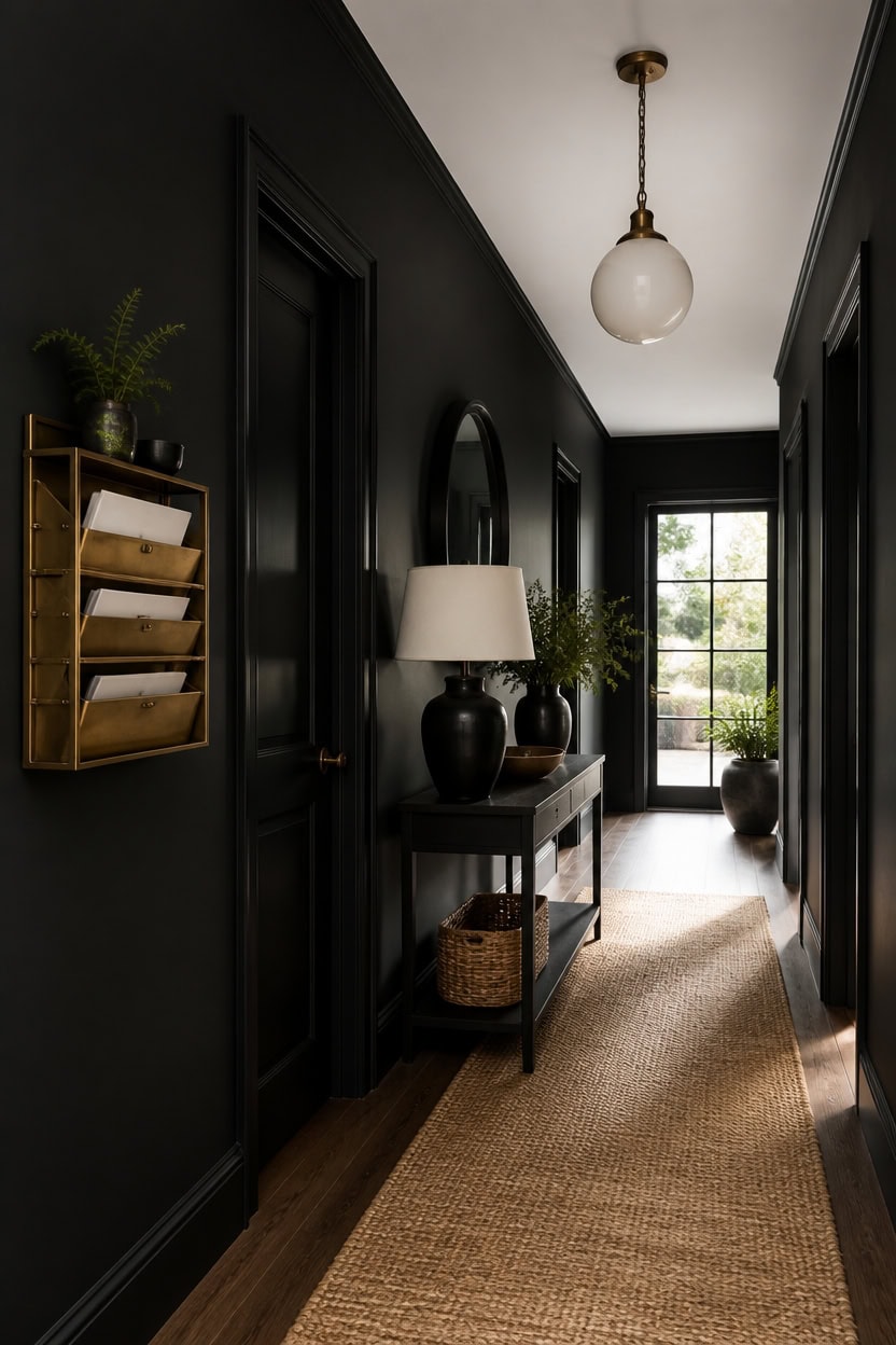 continuous black hallway elegance