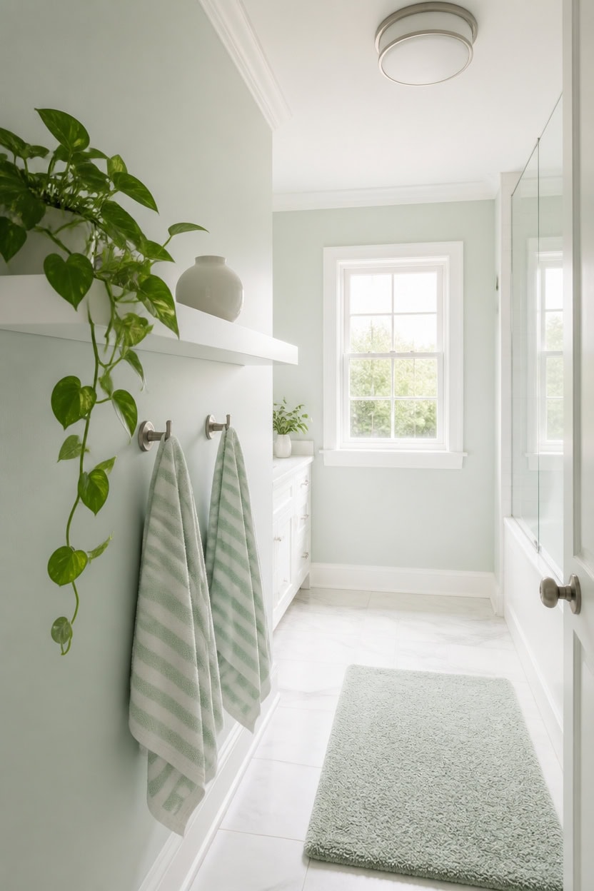 cool mint bathroom vignette