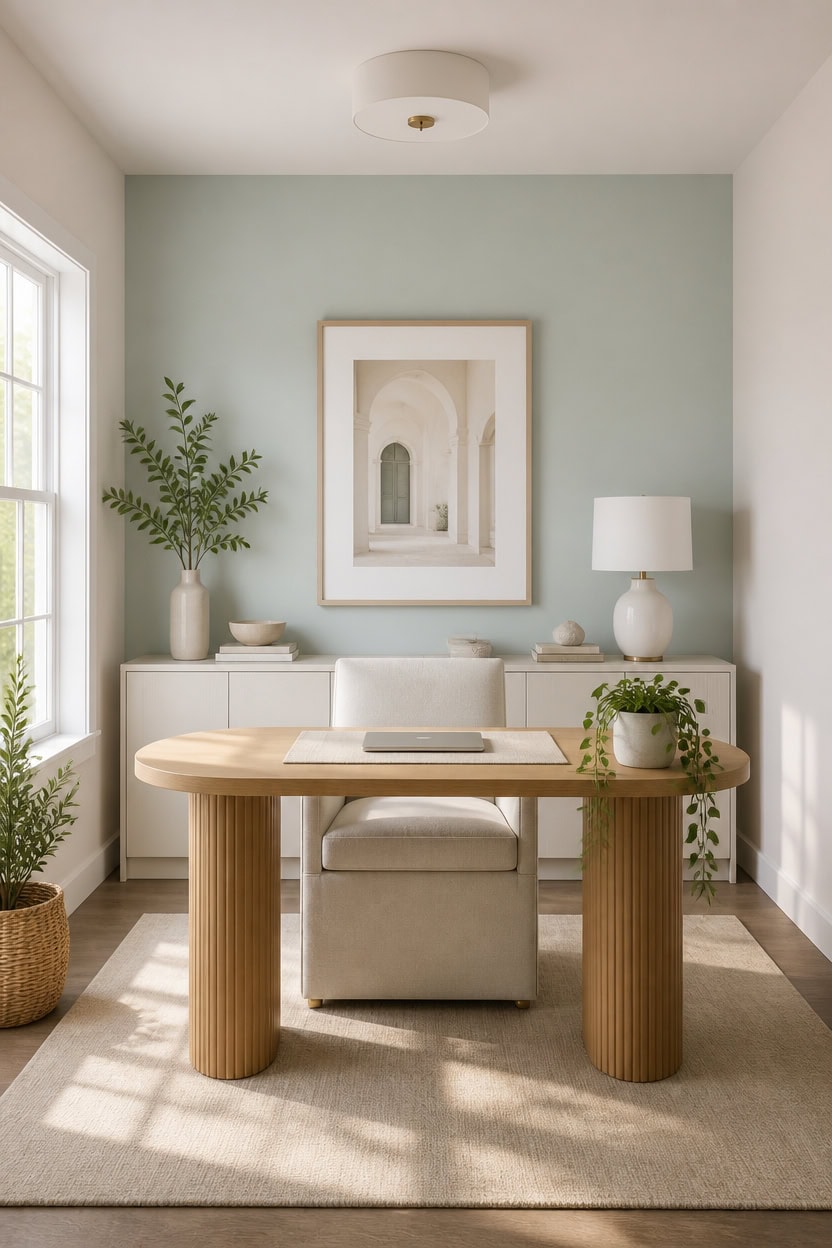 cool mint focused workspace decor