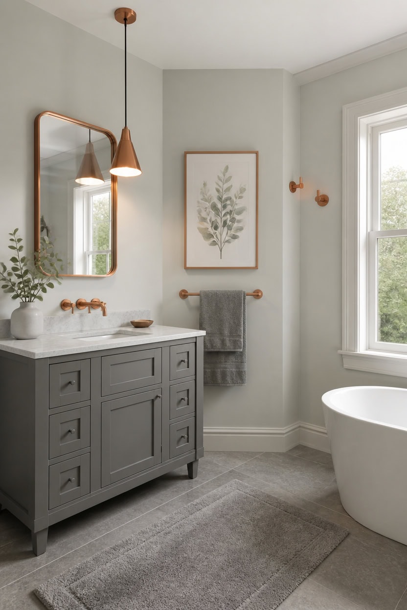 copper accents on gray