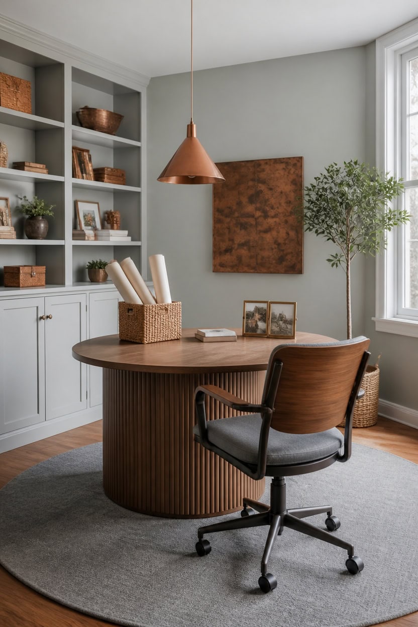copper focused warm neutral office