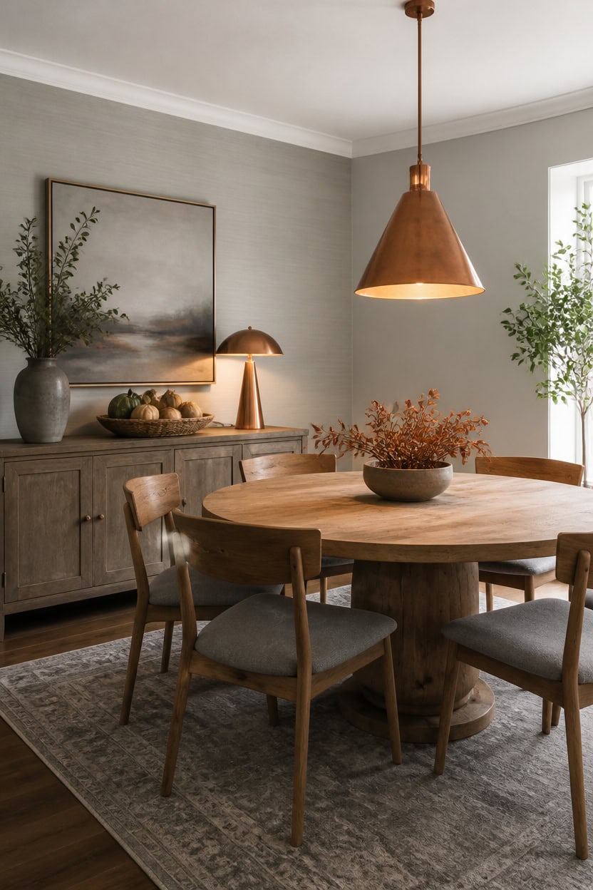 copper lit soft gray warmth