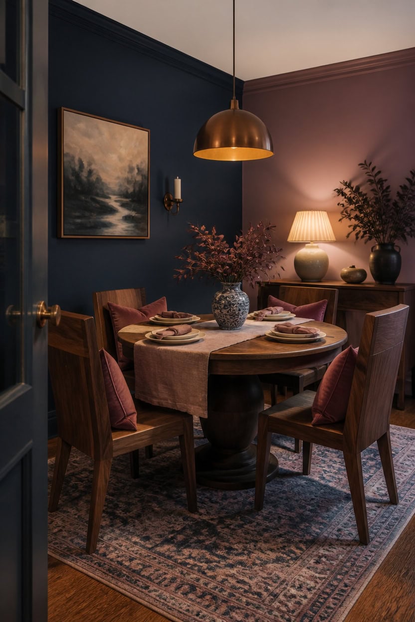 cozy blue and mauve