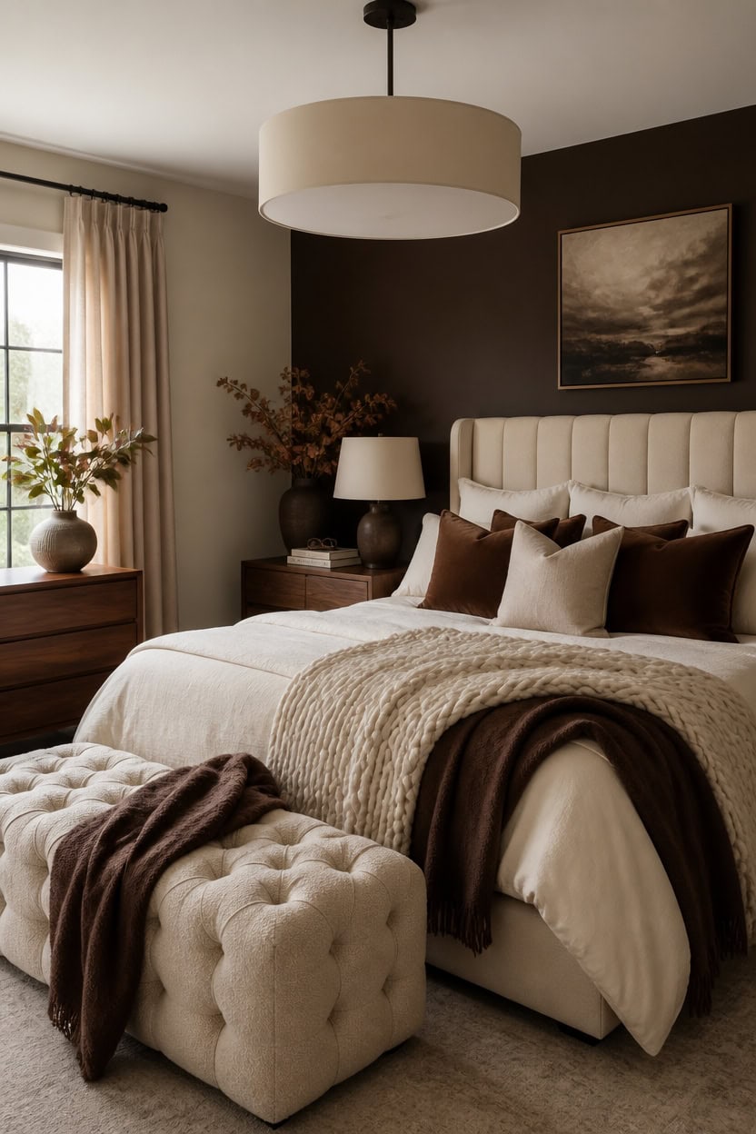 cozy cream bedroom seasonal swaps