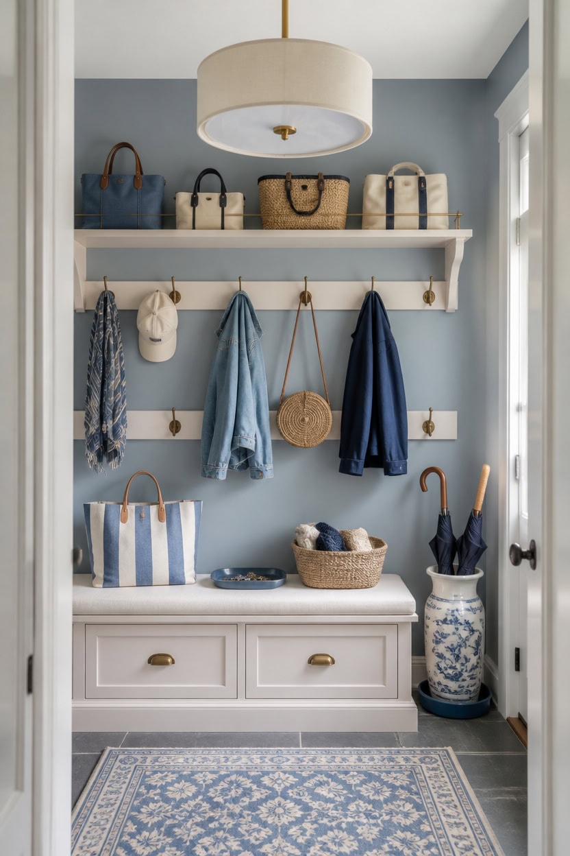 cozy organized coastal entryway