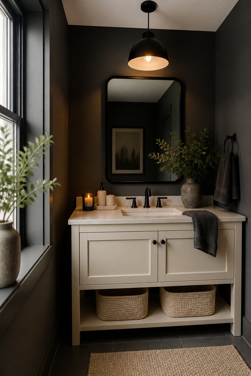 cream accents charcoal depth