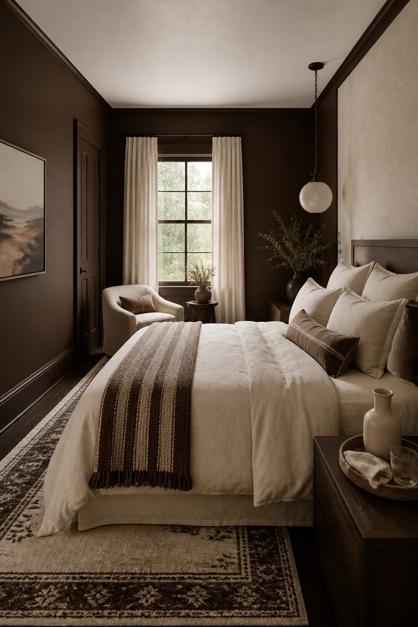 cream accents deep brown drama