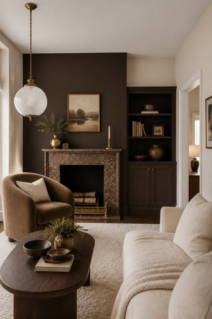 cream chocolate brass contrast