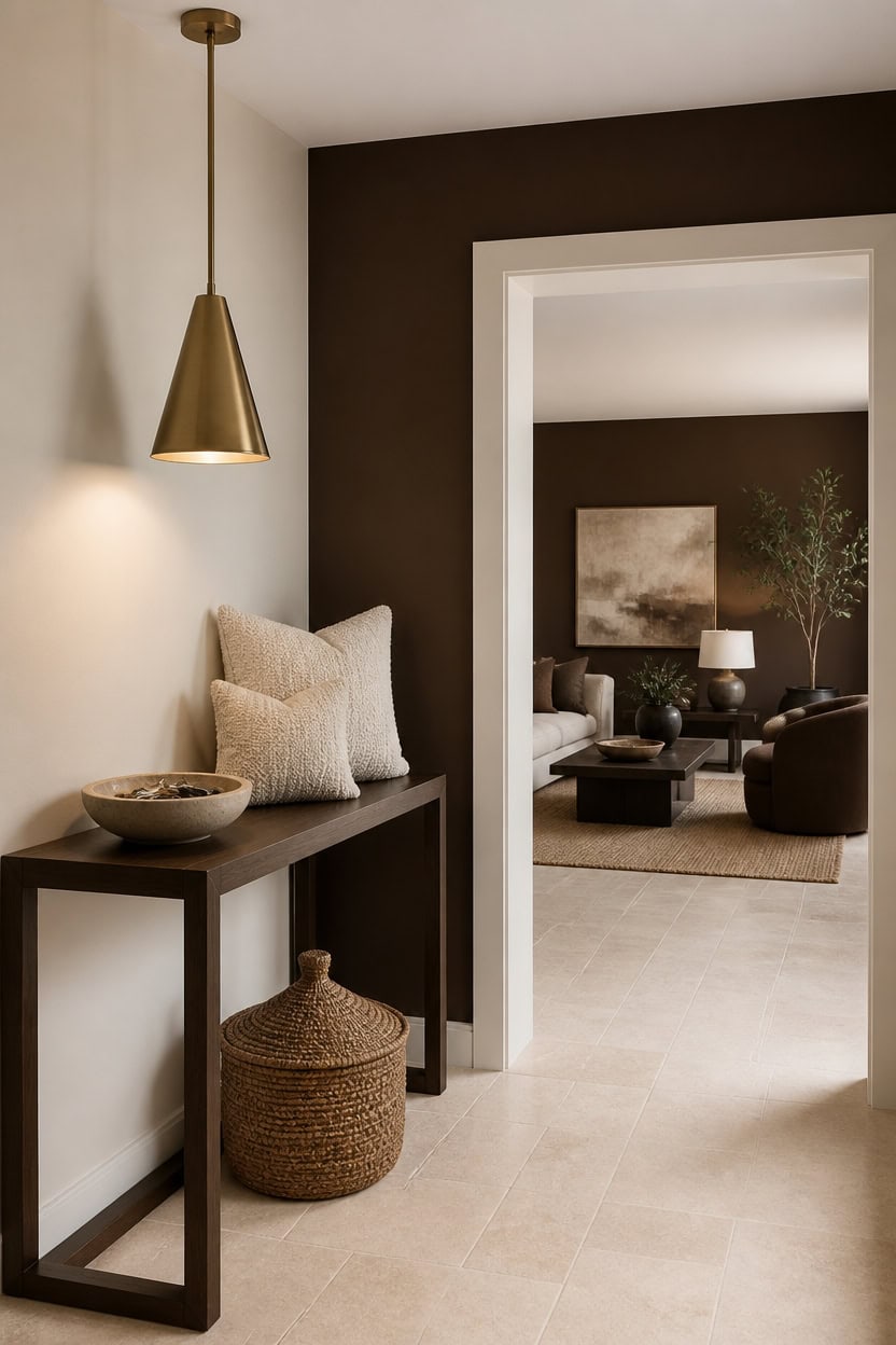 cream continuity grounded brown accent