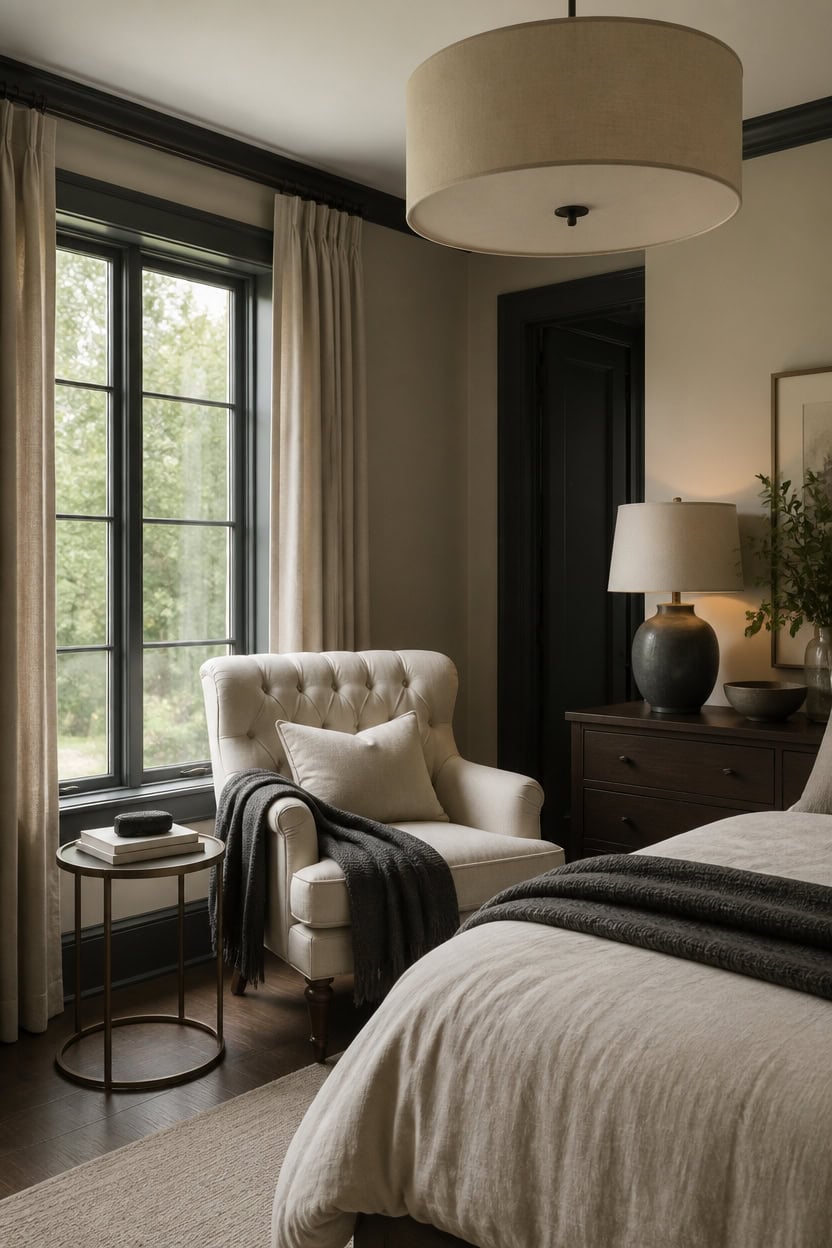 cream gray cozy reading nook