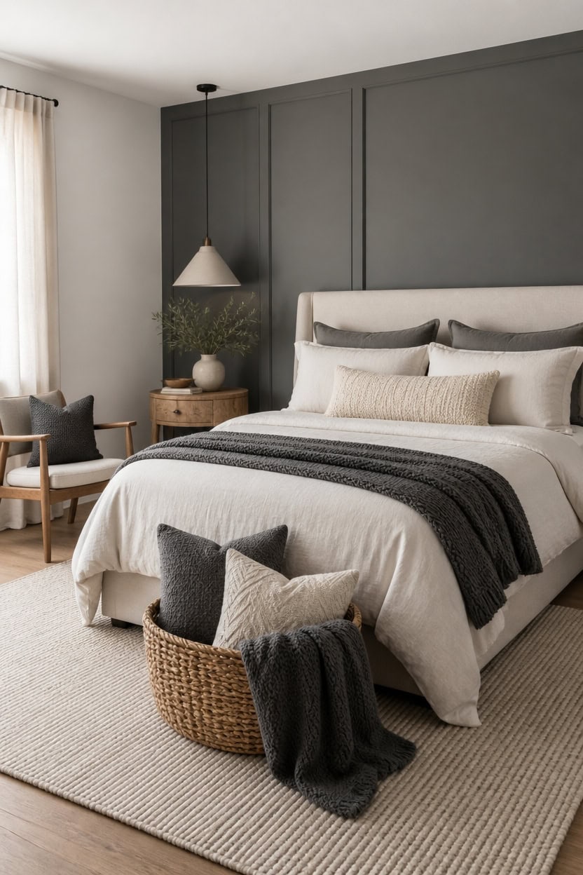 cream gray textured bedding