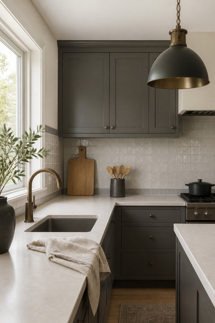 cream gray wood focal