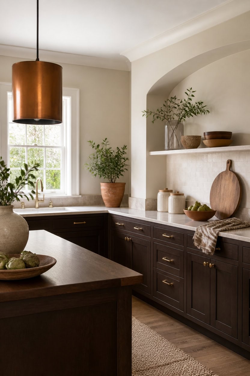cream walls bittersweet cabinets