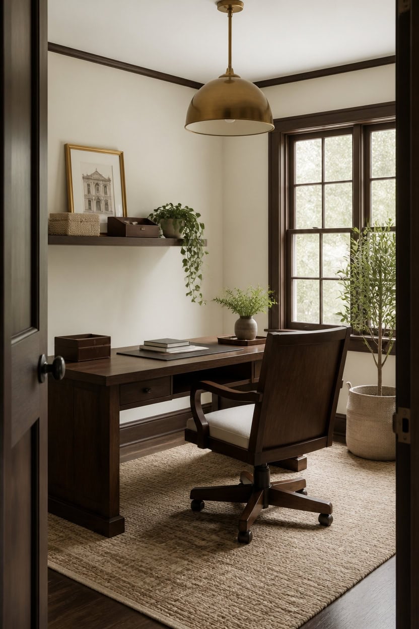 cream walls dark trim accents