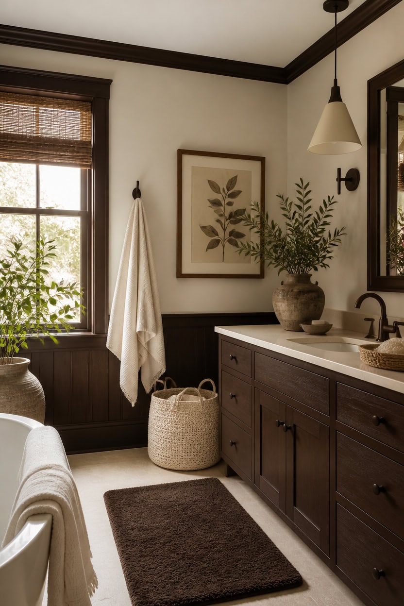 cream walls deep brown trim