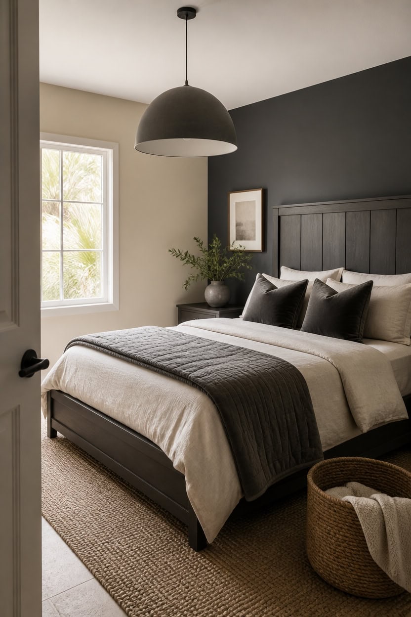 cream walls single gray accent
