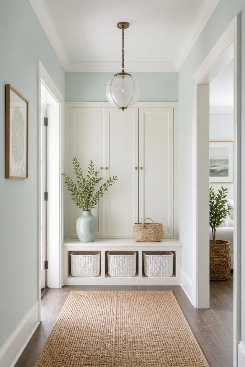 crisp cool white entryway