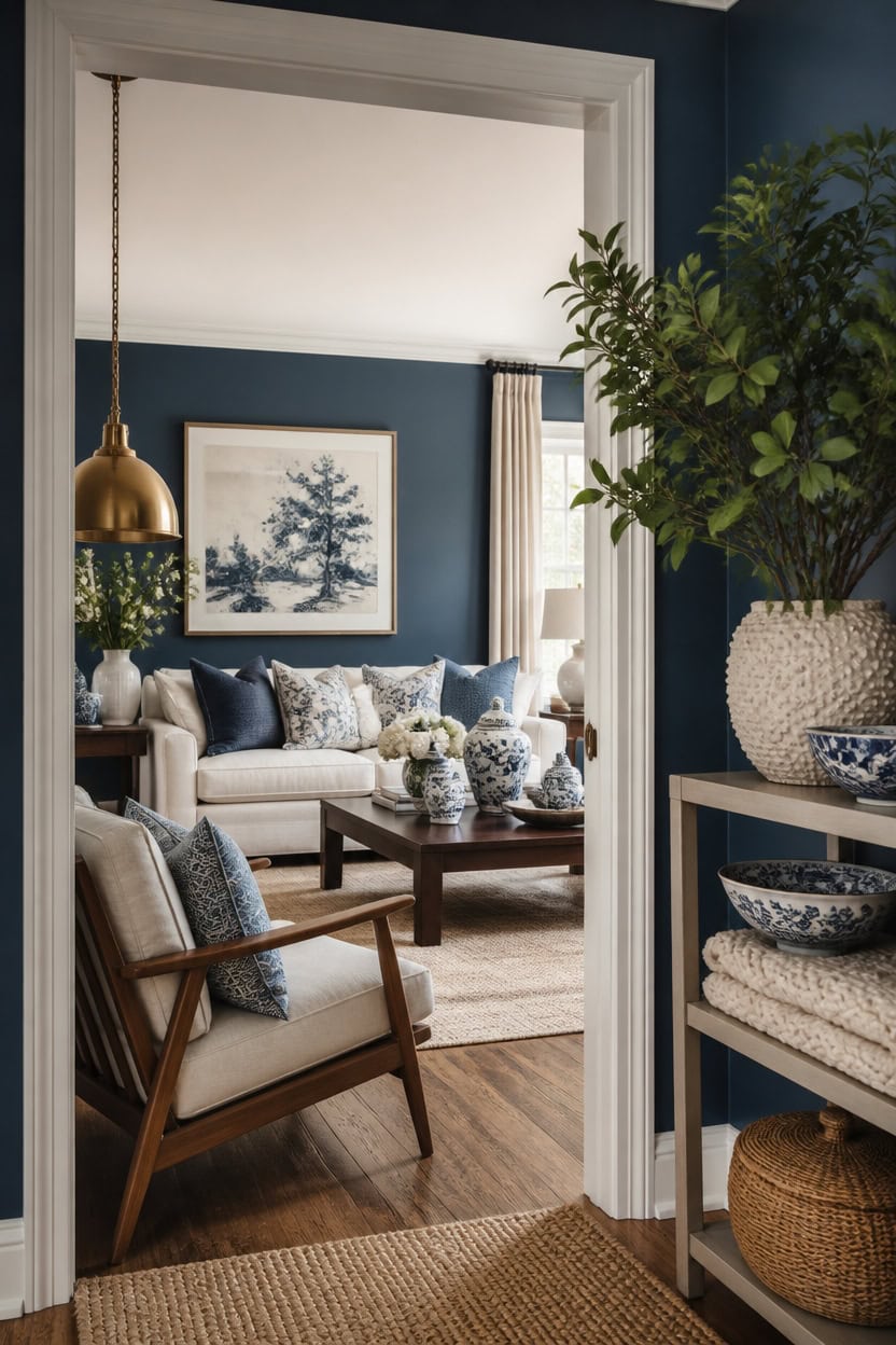 curated azurite blue livingroom