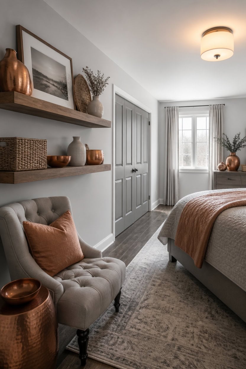 curated neutral gray shelfscape