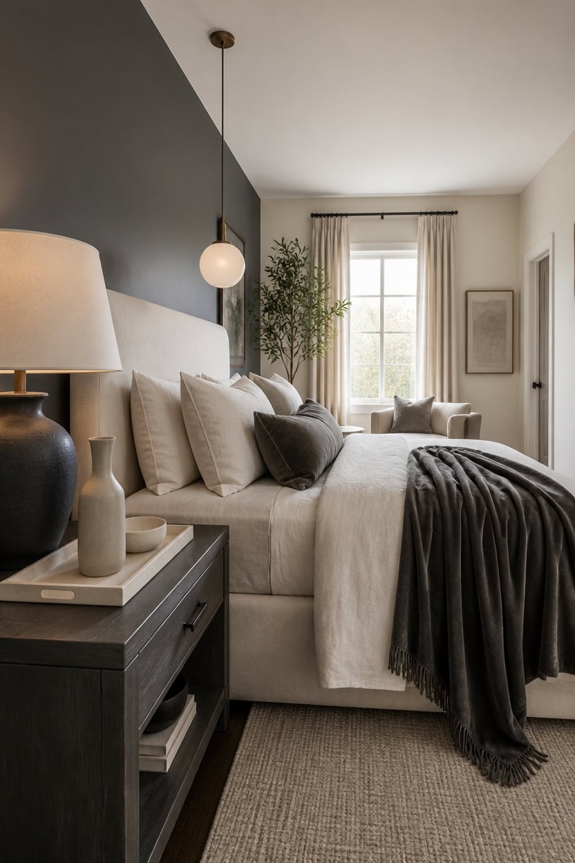curated nightstand with tray