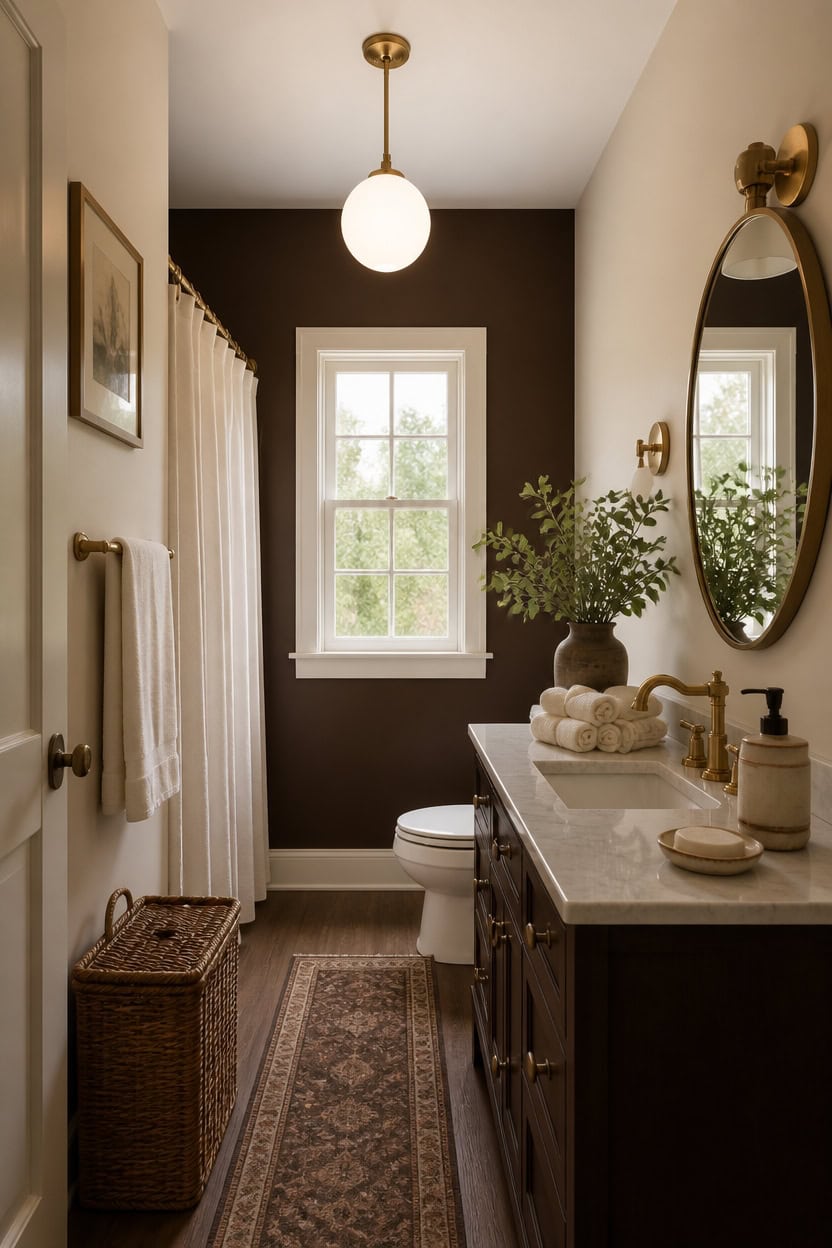 dark brown accent cream surroundings