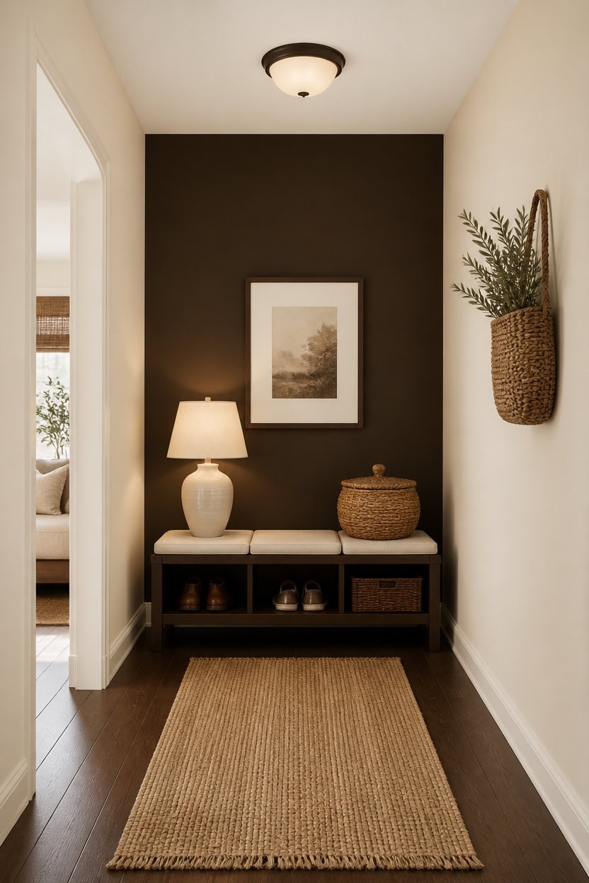 dark brown accent light surroundings