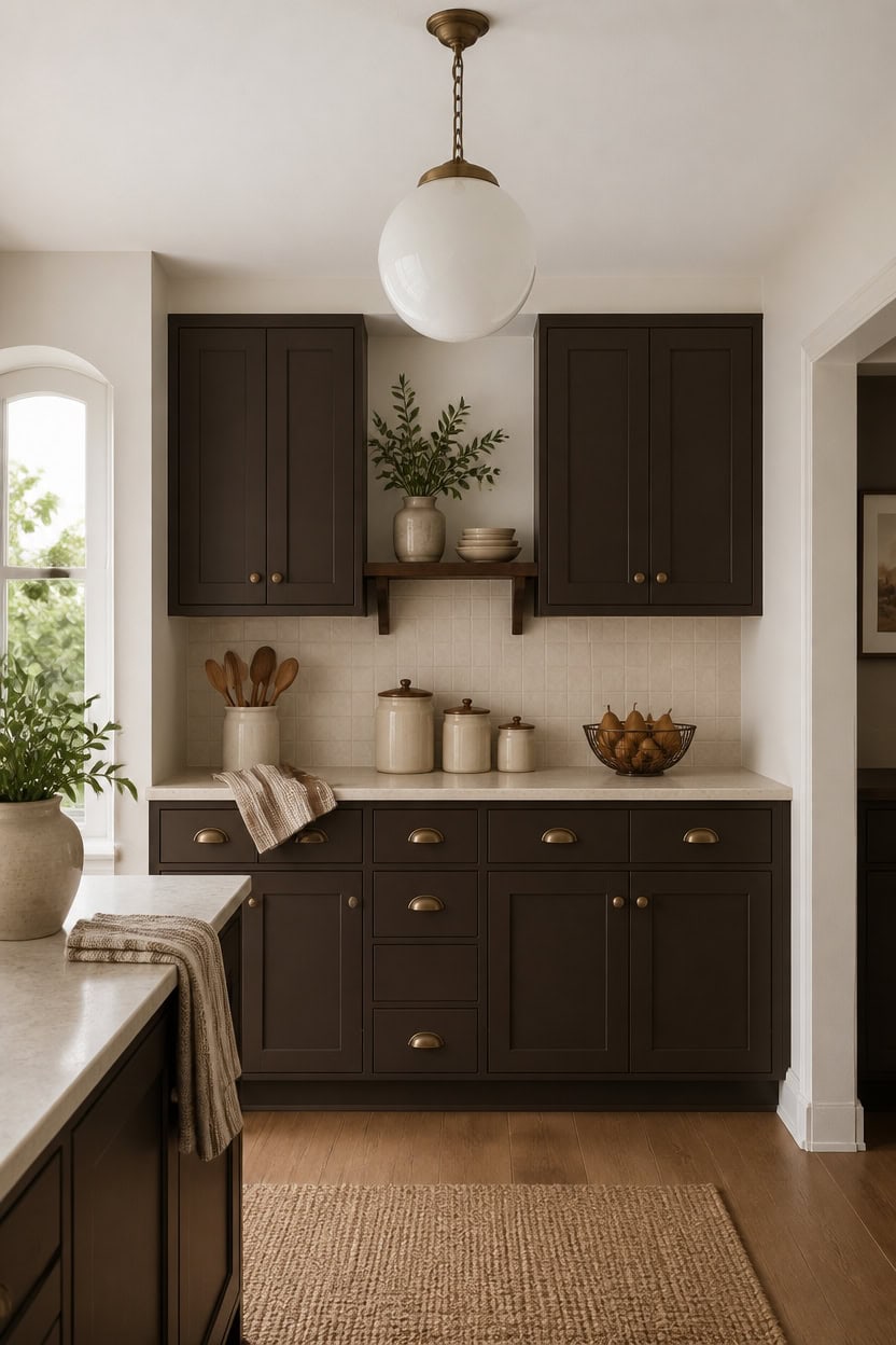 dark brown and cream kitchen