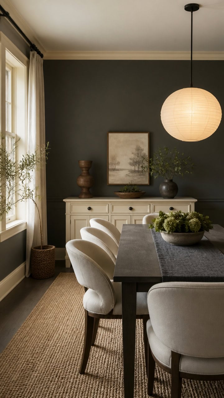 dark gray cream diningroom