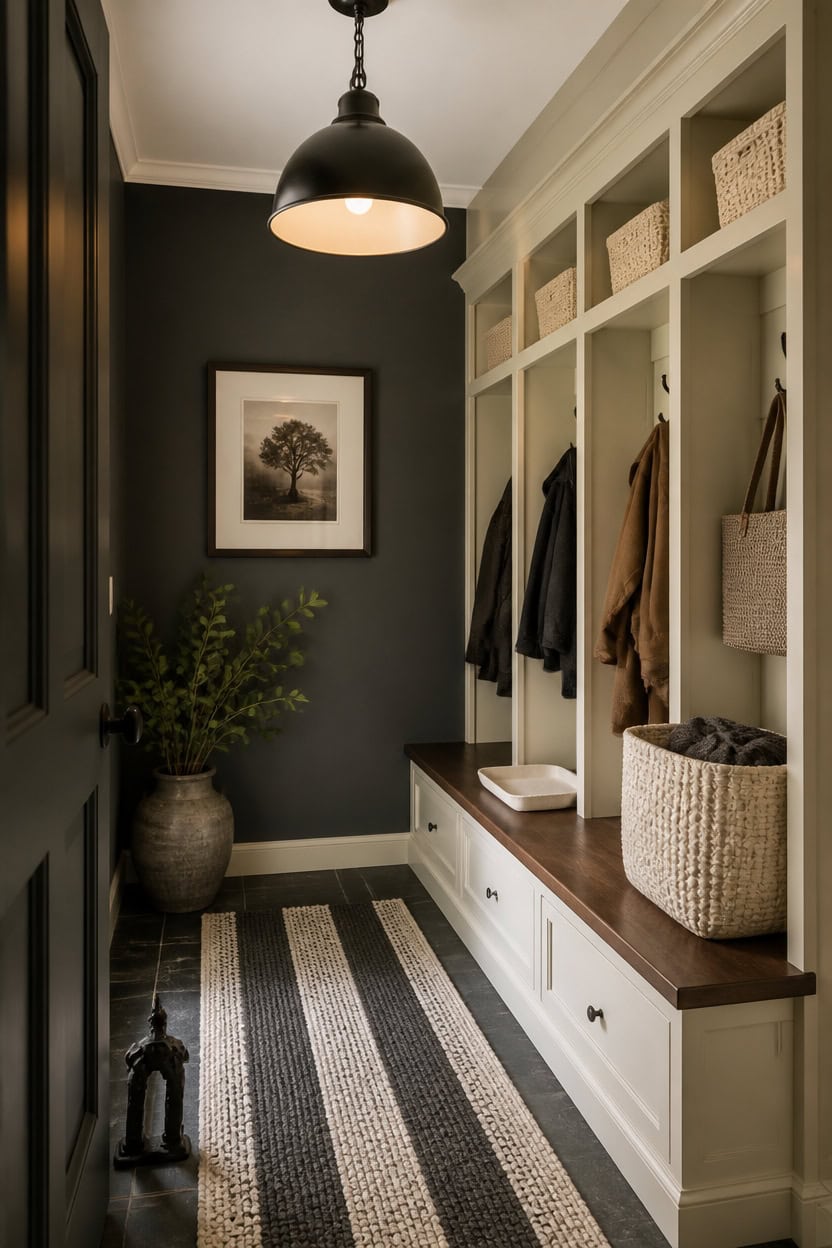dark gray cream entryway style