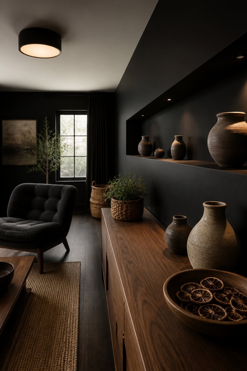 dark niche warm accents