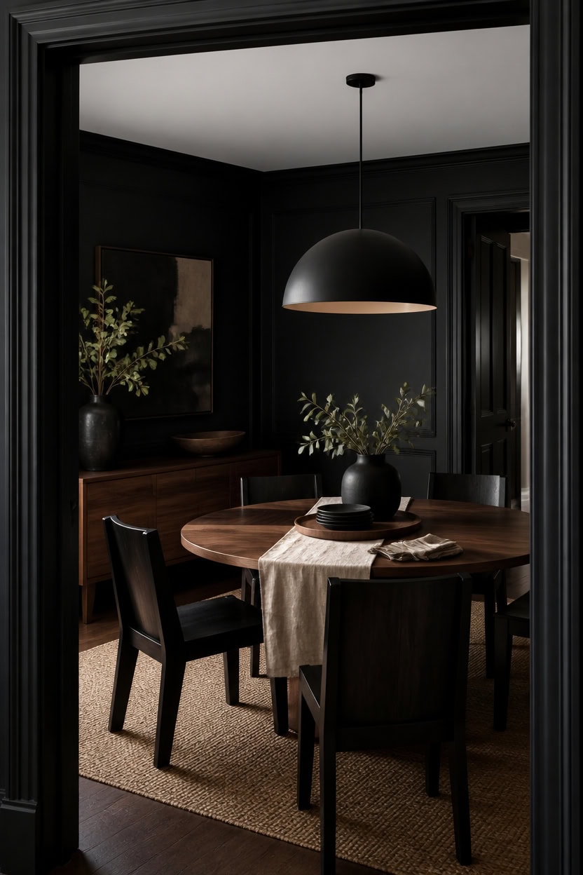 deep black warm accents