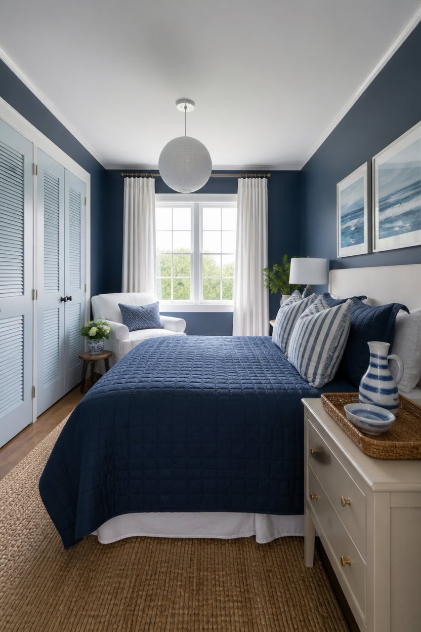 deep blue airy closet doors