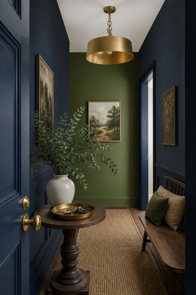 deep blue green accents